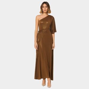 Halston XS Bronze One-Shoulder Dress